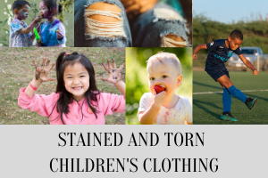 stained and torn children's clothing